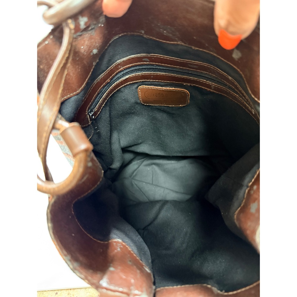 Alfredo Picchi Bucket Bag Zebra‎ Woven Leather Trim Boho Y2K Safari Quiet Luxury - Picture 6 of 11